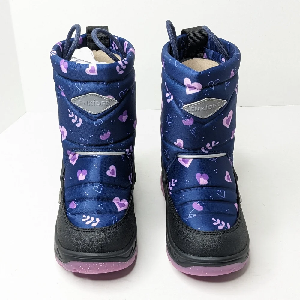 Enkidee Girls Waterproof Snow Boots, Purple/Blue, Little Kids 12